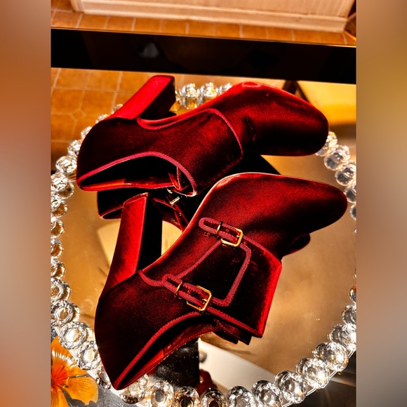 Tory Burch Carley Velvet Ankle Boots In Burgundy. Size 10.5 - Picture 8 of 16
